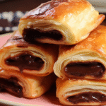 Pain au chocolat sans gluten : recette facile, croustillante et gourmande 5 Pain au chocolat sans gluten doré sur planche en bois
