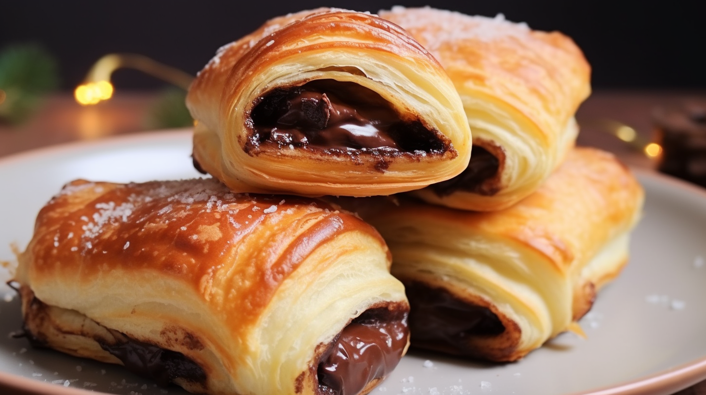 Pain au chocolat sans gluten : recette facile, croustillante et gourmande 7 Pain au chocolat sans gluten servi avec café et fruits