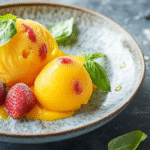 Nouveaux desserts glacés sans gluten : 2 recettes fruitées faciles à faire 5 Desserts glacés sans gluten servis : sorbet mangue-passion et bouchées fraise