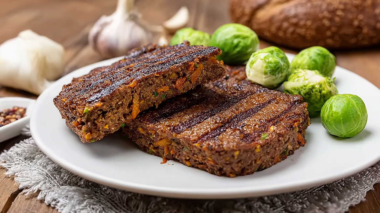 Recette steak végétarien barbecue : simple, savoureuse et sans gluten 4 Assiette barbecue avec steak végétarien sans gluten et légumes grillés