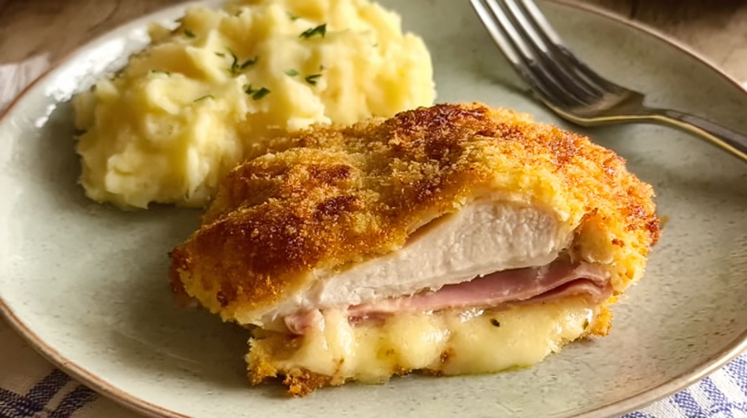 Cordon bleu sans gluten : recette croustillante et facile à faire à la maison 7 cordon bleu sans gluten servi avec purée de légumes