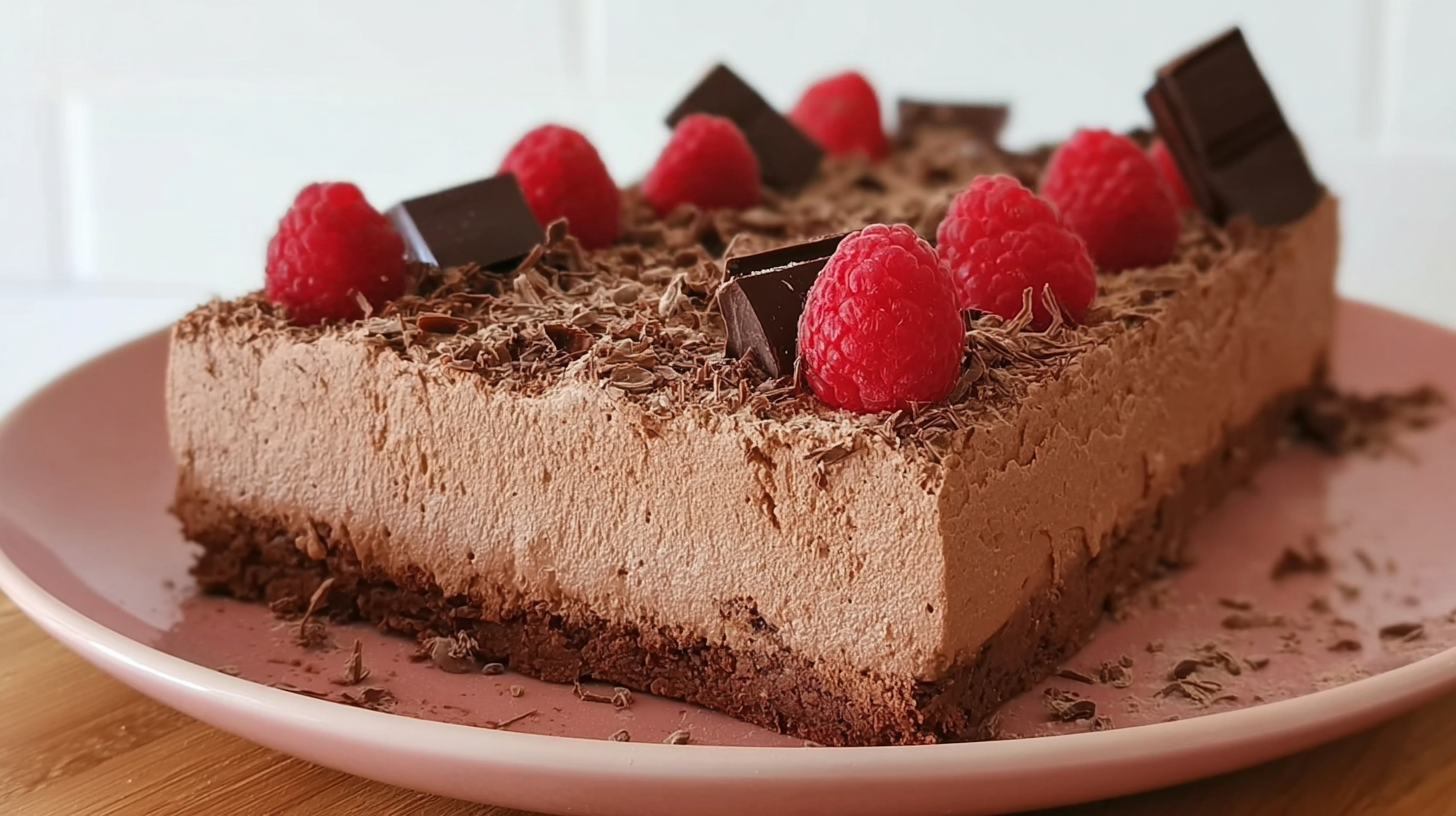 Entremet sans gluten au chocolat : recette facile et gourmande 4 Entremet sans gluten au chocolat avec framboises et copeaux