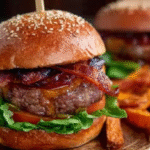 Hamburger sans gluten : la recette maison facile et ultra gourmande 5 Hamburger sans gluten maison avec bacon, fromage végan et pain moelleux