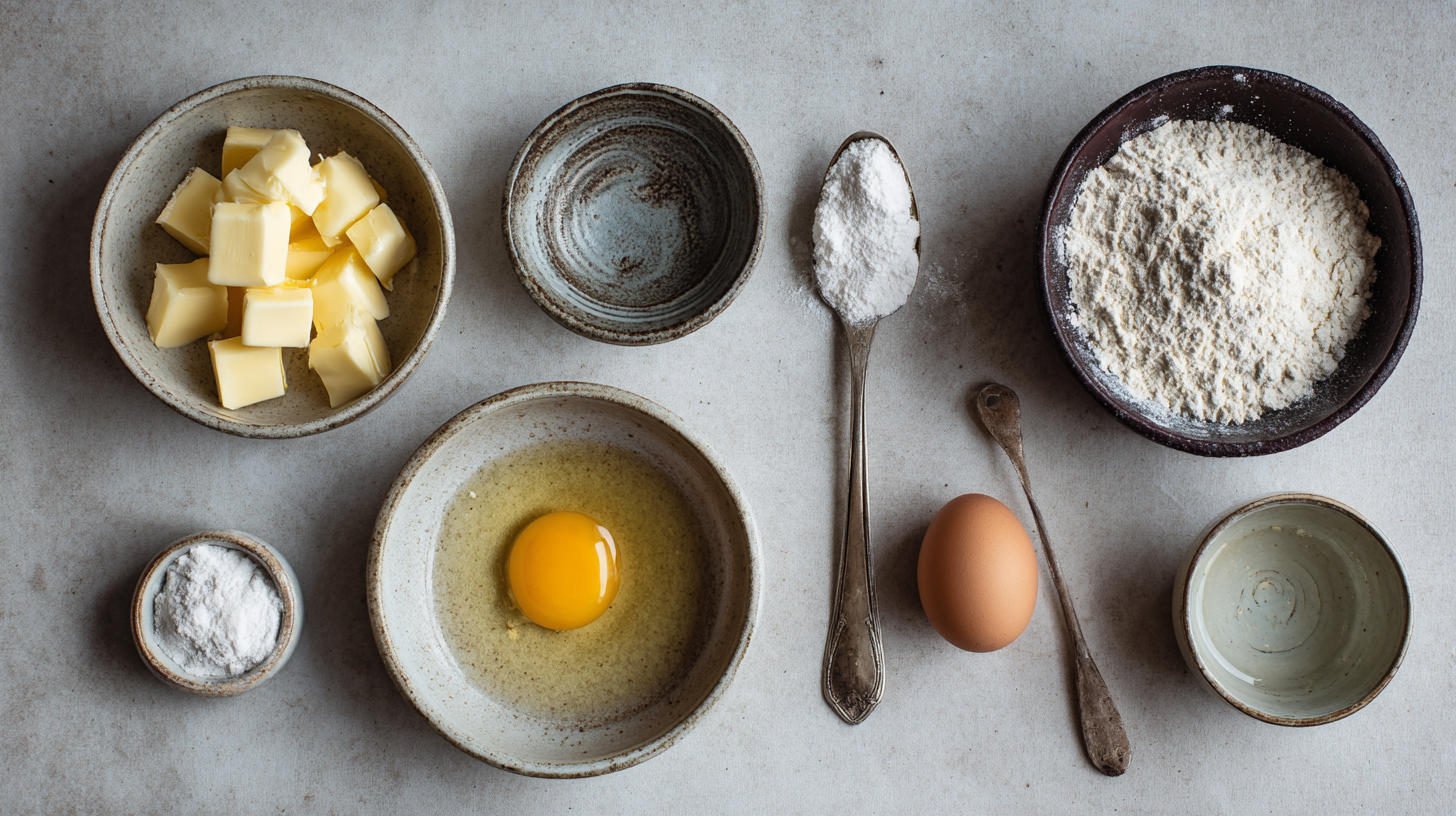 Pâte à tarte sans gluten : recette facile, rapide et sans compromis 6 ingrédients pour pâte à tarte sans gluten sur une table