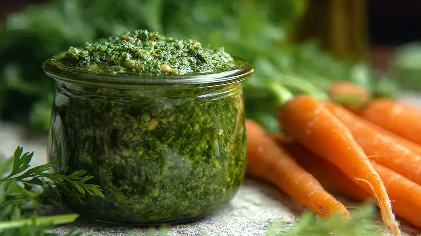 Pesto fanes de carottes pignons de pin : recette facile et anti-gaspi 7 pesto fanes de carottes pignons de pin