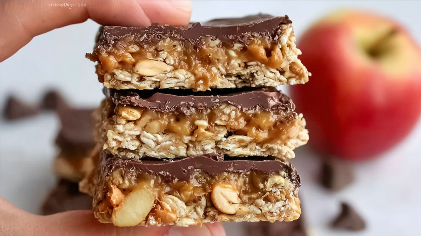 Recette barre de céréales sans cuisson : rapide, saine et sans gluten 4 Recette barre de céréales sans cuisson sur planche rustique