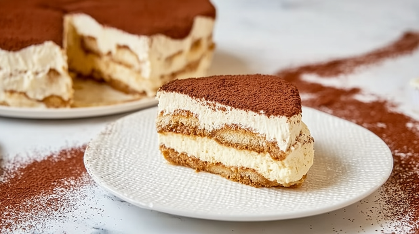 Tiramisu sans gluten : recette facile et savoureuse à faire chez soi 7 Part de tiramisu sans gluten servie sur assiette