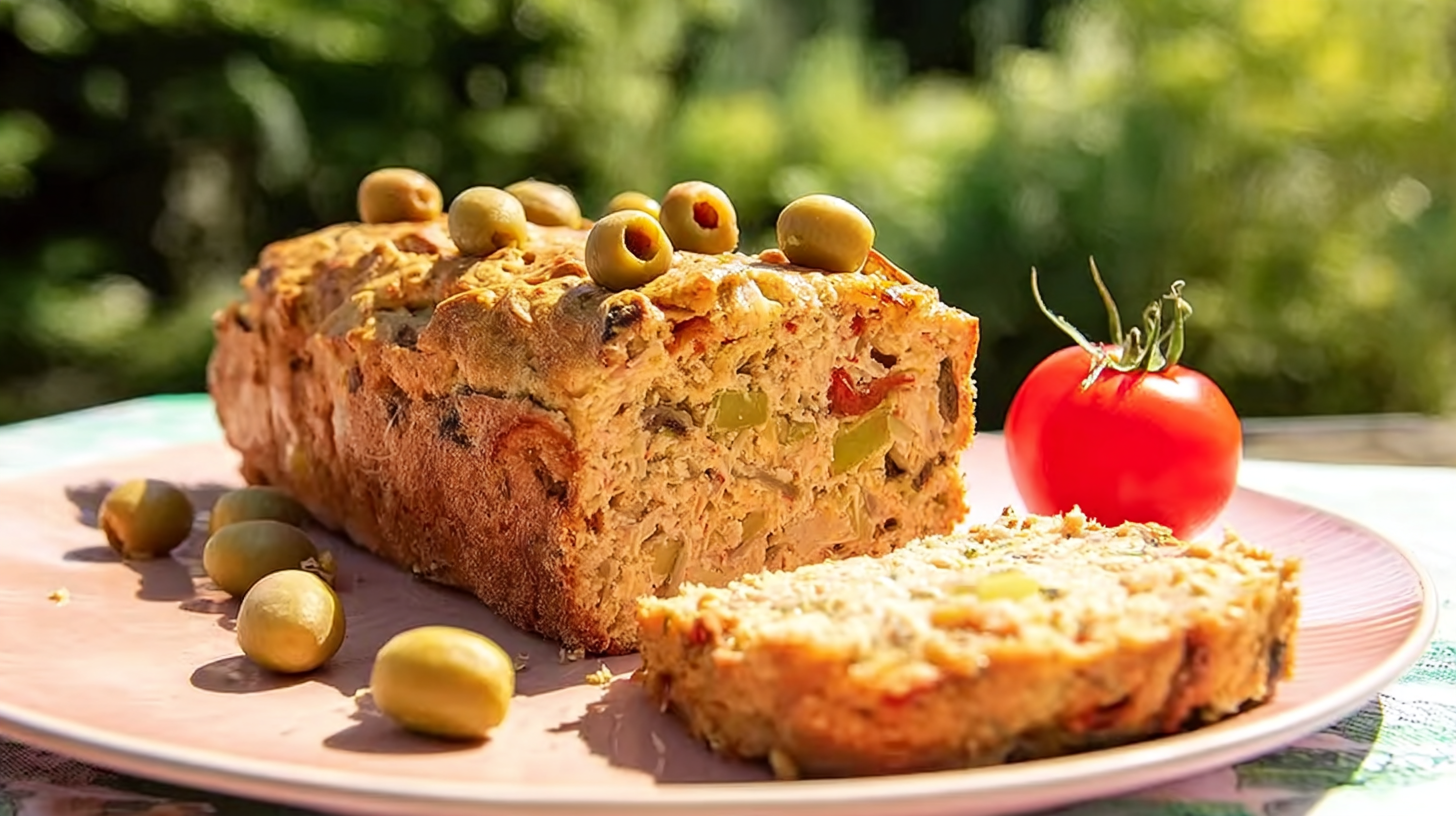 Cake au thon sans gluten : recette facile et moelleuse à souhait 4 Cake au thon sans gluten sur une table en bois