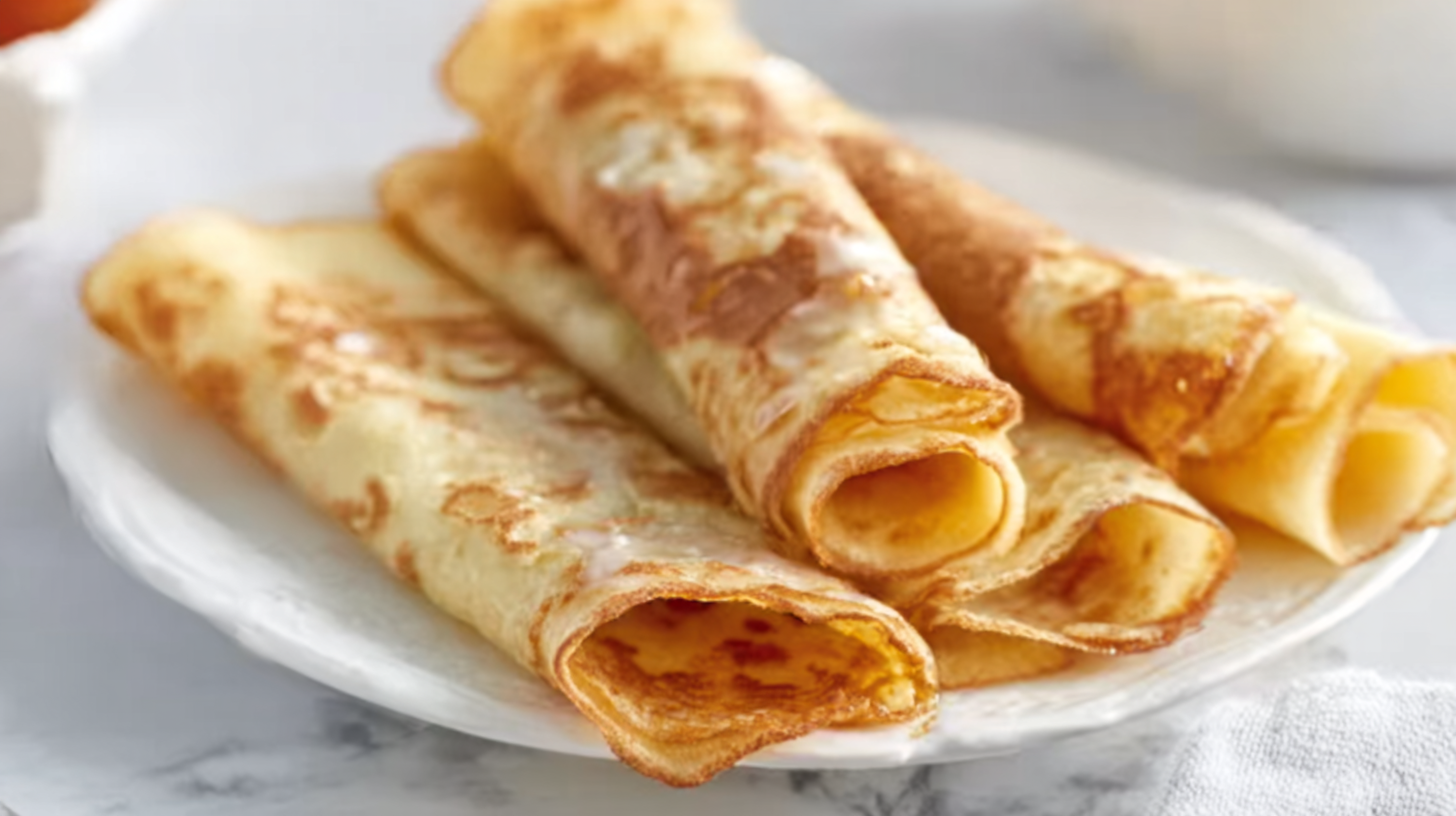crêpes dentelles sans gluten croustillantes empilées sur une assiette en bois