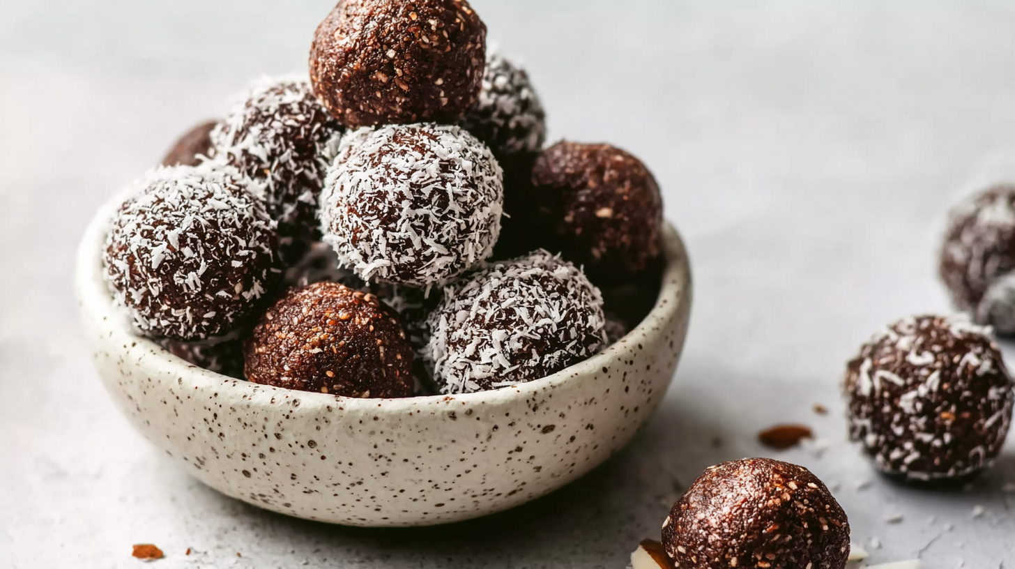 energy ball recette sans gluten faite maison sur table en bois
