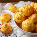 Gougères sans gluten : irrésistibles bouchées légères pour l’apéritif 5 Gougères sans gluten dorées sur table rustique