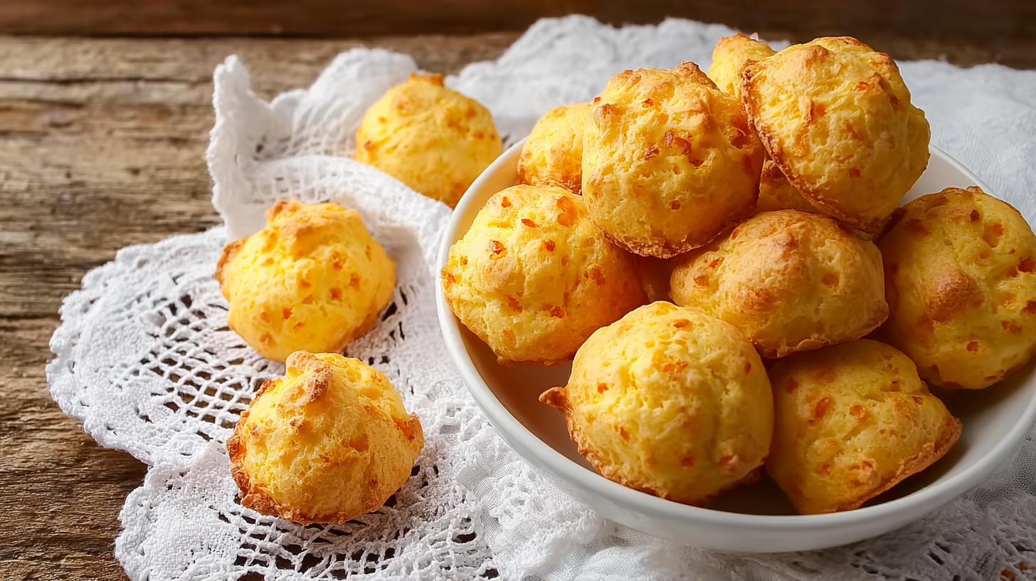 Gougères sans gluten : irrésistibles bouchées légères pour l’apéritif 4 Gougères sans gluten dorées sur table rustique