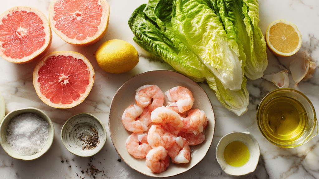 Salade crevettes et pamplemousse : fraîcheur sans gluten express 6 ingrédients frais pour salade crevettes et pamplemousse