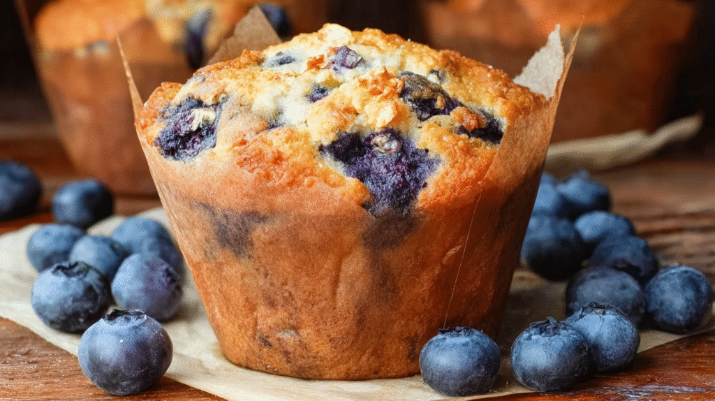Muffin sans gluten moelleux : recette facile aux bleuets 7 muffin sans gluten aux bleuets servi avec café