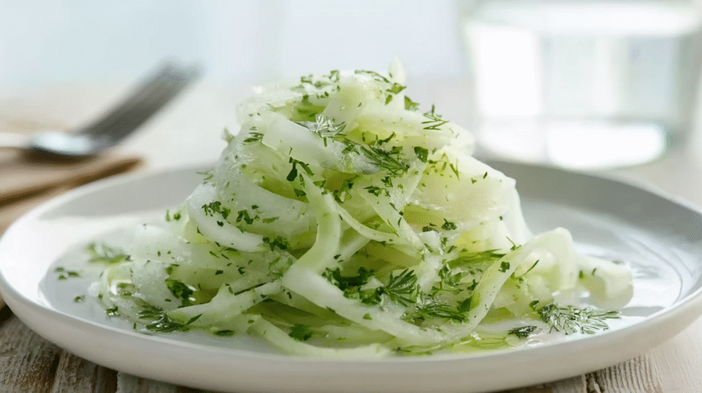 Salade de fenouil cru à la marocaine : fraîche, rapide et sans gluten 7 salade de fenouil cru à la marocaine servie en entrée