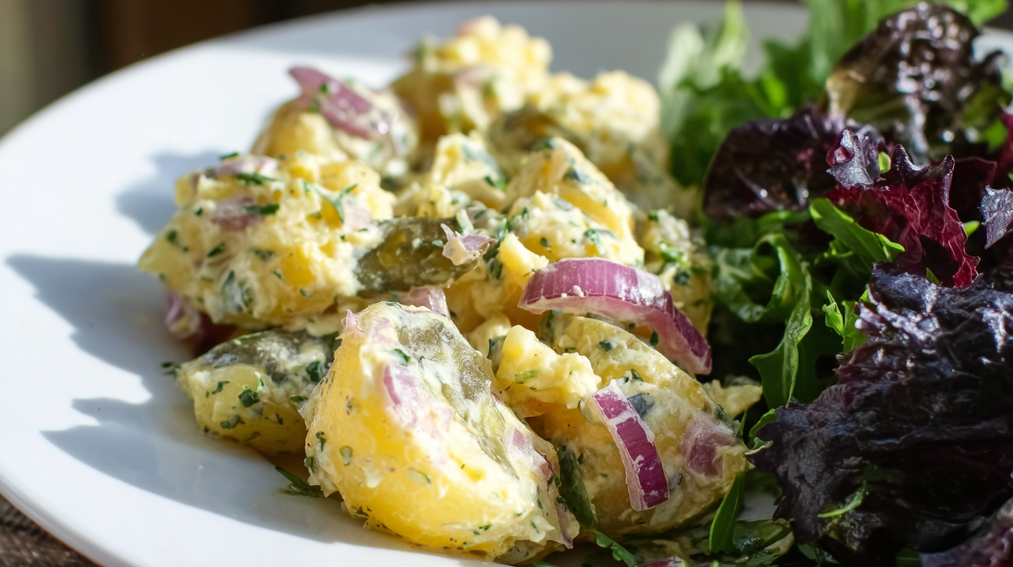 Salade de pomme de terre sans gluten : recette facile et savoureuse 4 salade de pomme de terre sans gluten dans un bol rustique