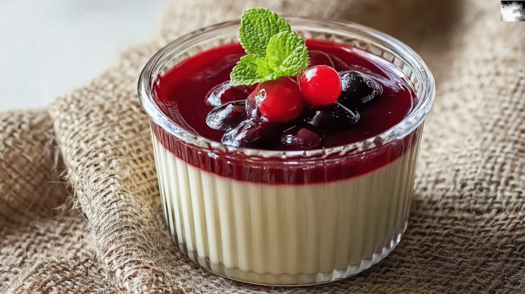 Dessert italien : panna cotta onctueuse, facile et sans gluten 7 dessert italien : Panna cotta italienne servie en verrine avec fruits rouges