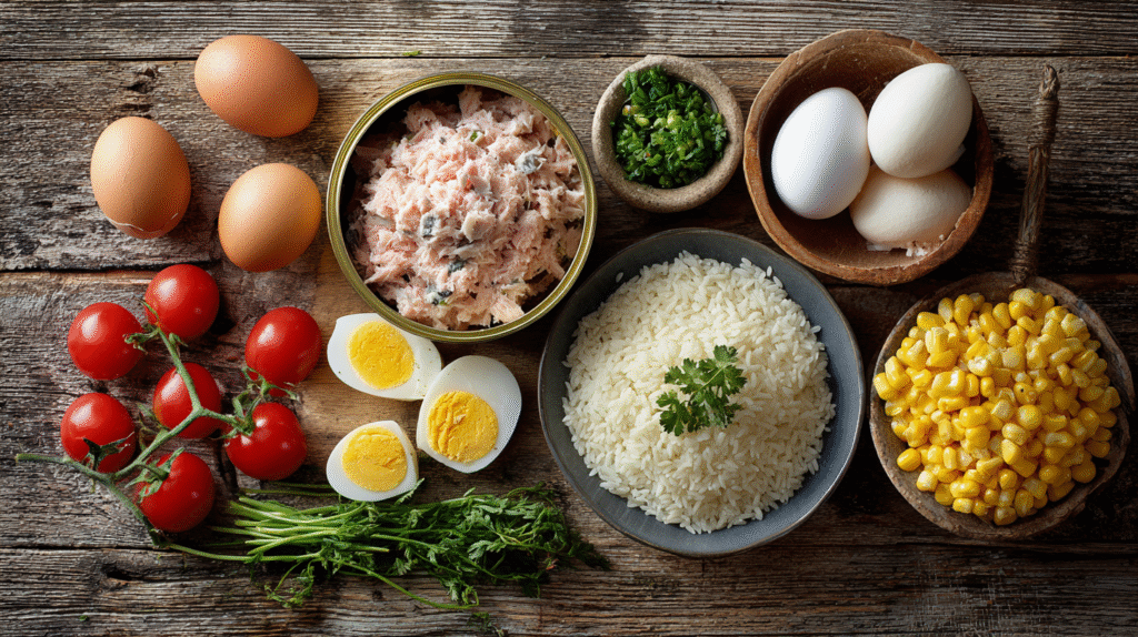 Salade au riz thon sans gluten : fraîche, rapide et savoureuse 6 Ingrédients pour salade au riz thon sans gluten