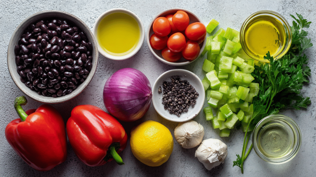 Salade sans gluten : recette rapide, colorée et 100 % maison 6 Ingrédients frais pour salade sans gluten