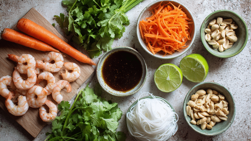 Salade thaï aux crevettes : fraîcheur, croquant et sans gluten 6 ingrédients pour salade thaï aux crevettes