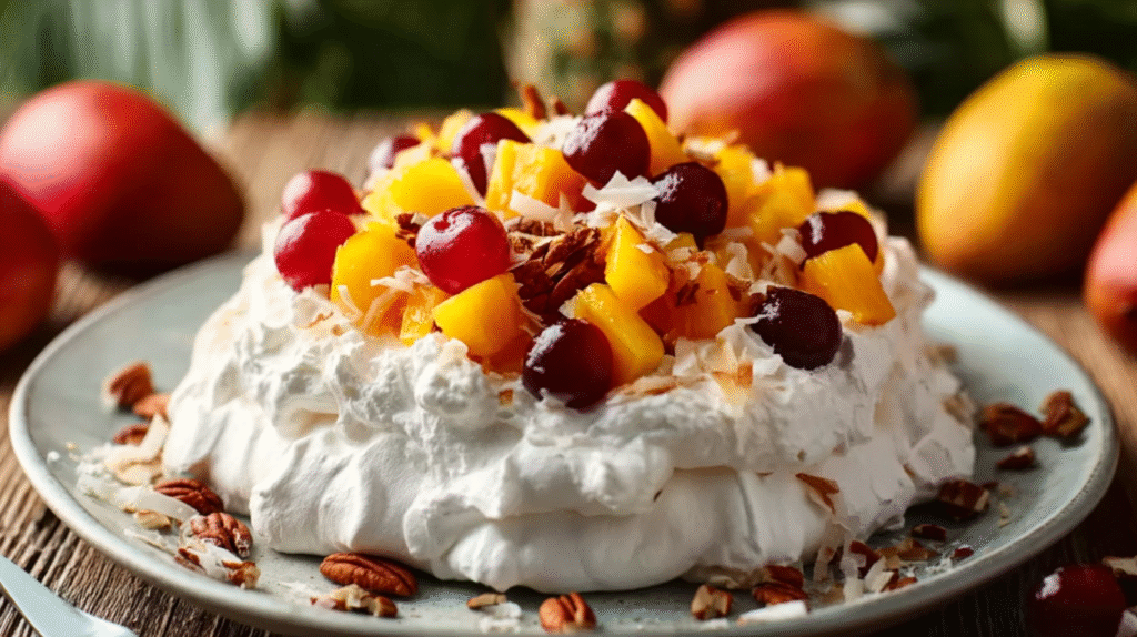 Pavlova recette facile sans gluten : le dessert fruité incontournable 7 pavlova recette servie avec fruits exotiques