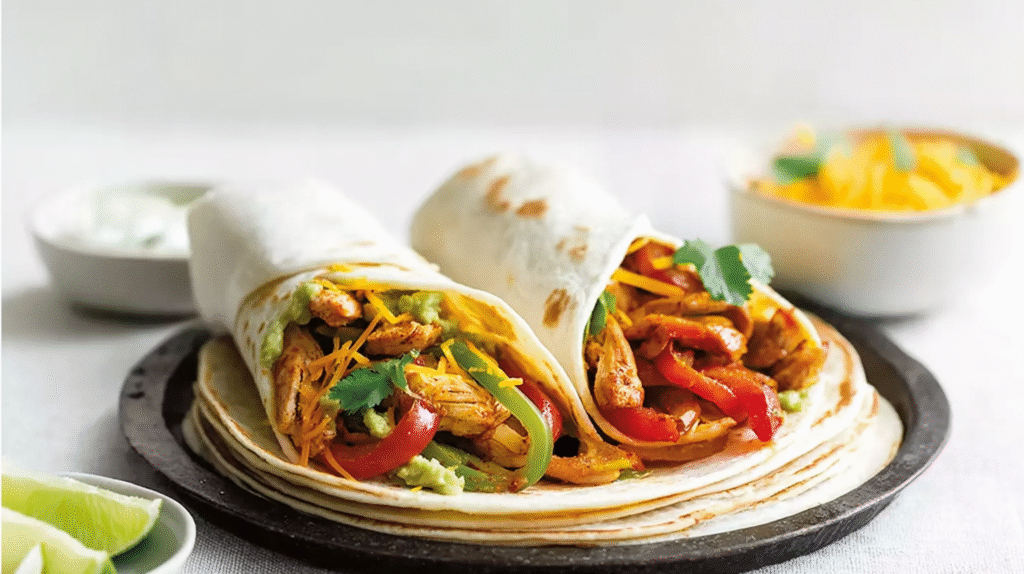 Recette fajitas poulet savoureuse et sans gluten à faire maison 7 fajitas poulet servies avec garnitures sans gluten