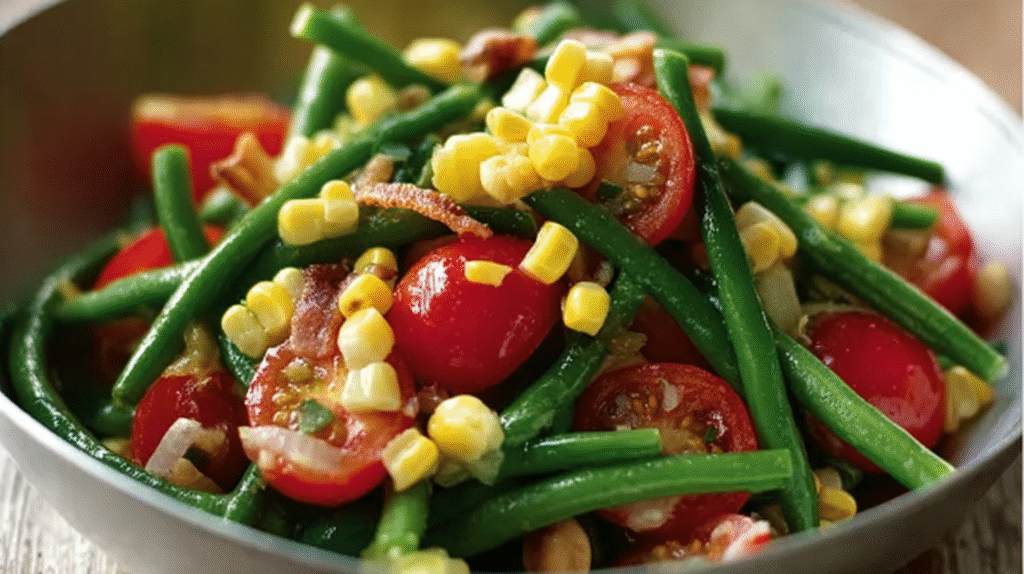Salade haricots verts tiède et croquante : simple, saine et savoureuse 7 salade haricots verts servie à table