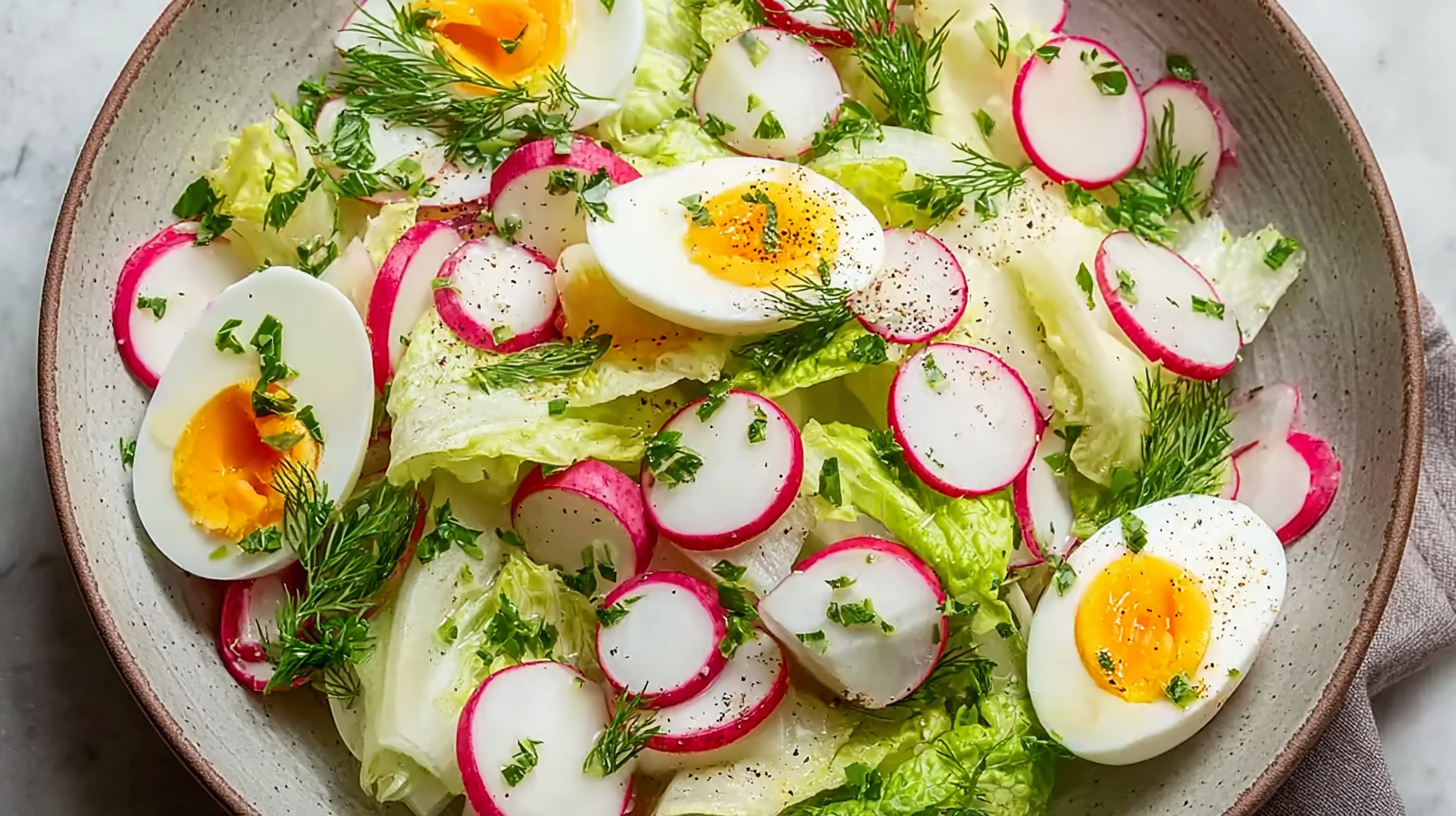 Salade Iceberg : Fraîcheur, Croquant et Recette Simple à Réussir 4 salade iceberg fraîche avec œufs durs, radis et herbes