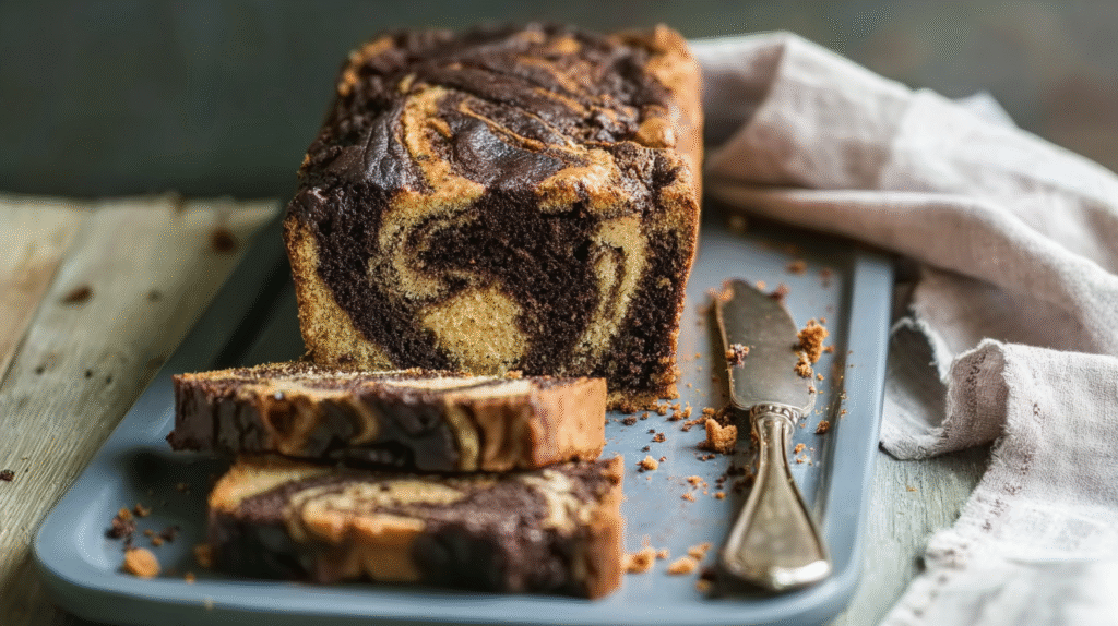 Dessert IG bas marbré chocolat servi