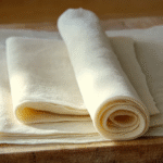 Feuille de brick sans gluten : la recette croustillante et facile 5 feuille de brick sans gluten maison empilées sur une planche en bois