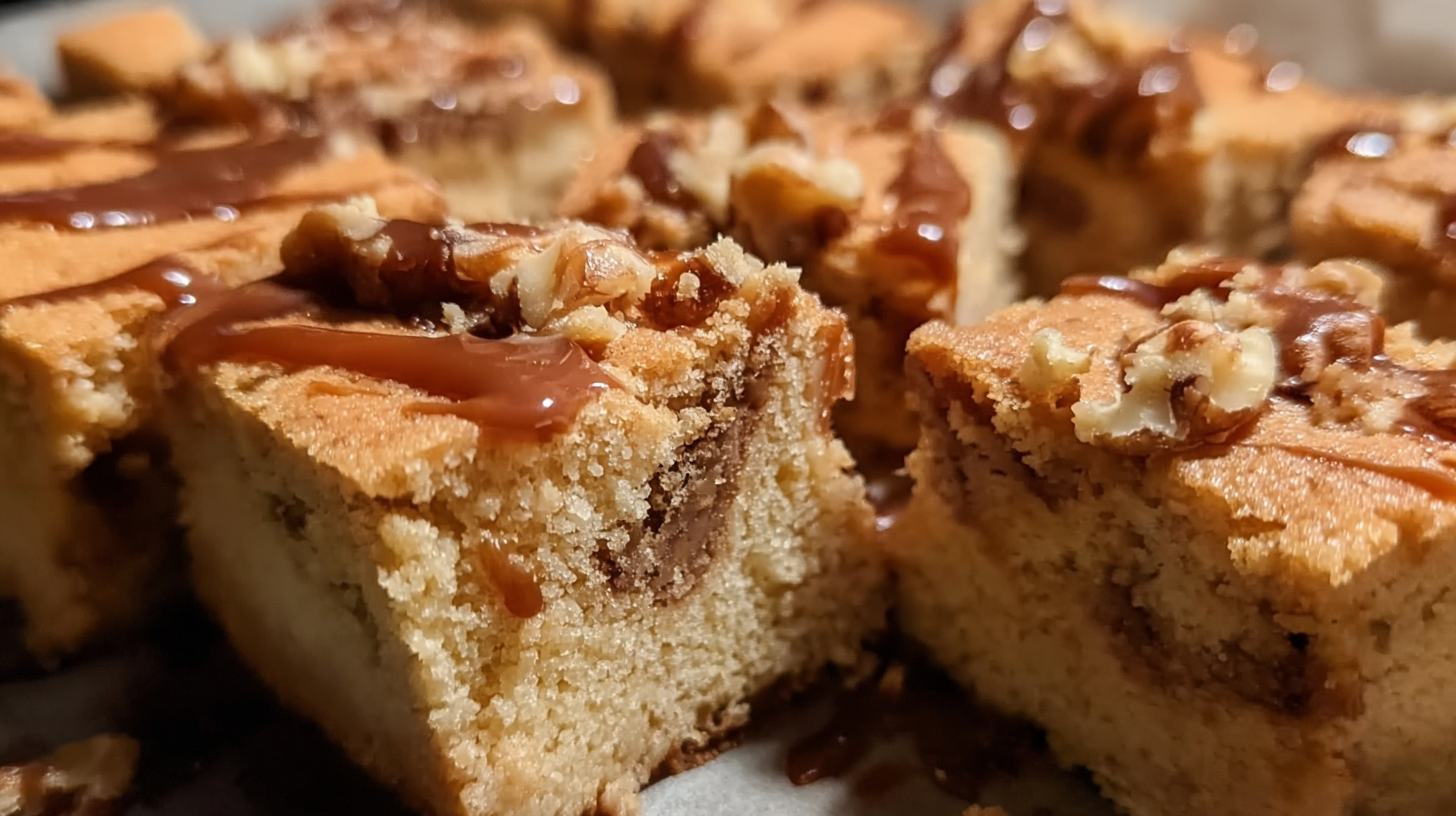Gâteau au Carambar sans gluten : moelleux, facile et régressif 4 Gâteau au Carambar sans gluten présenté sur une planche en bois