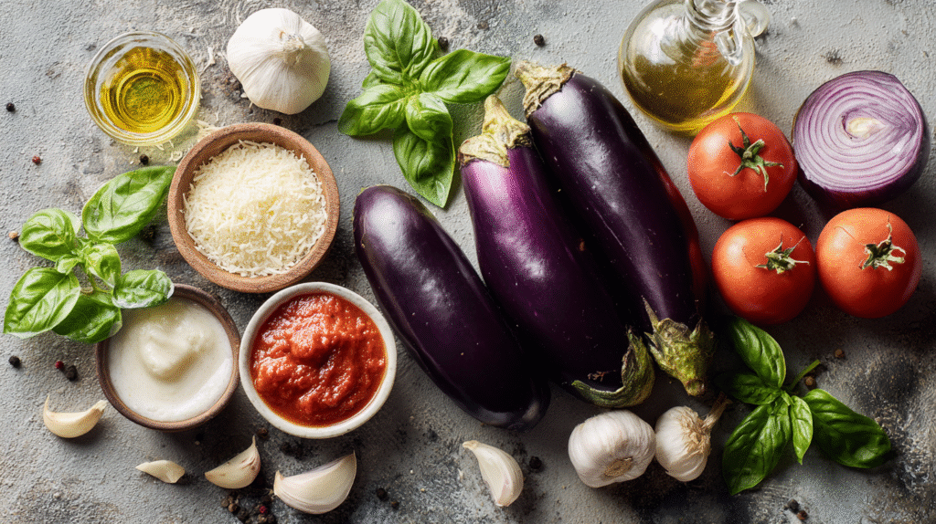 Recette aubergine au four : fondante, gratinée et sans gluten 6 Ingrédients frais pour recette aubergine au four