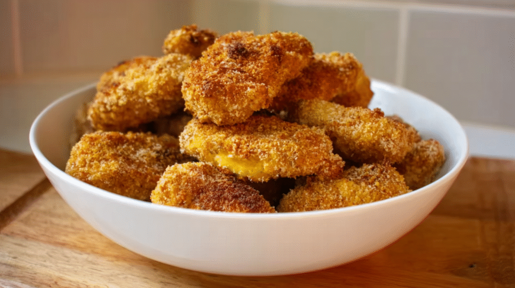 Nuggets sans gluten croustillants : recette rapide et facile maison 7 Nuggets sans gluten servis avec salade et sauces
