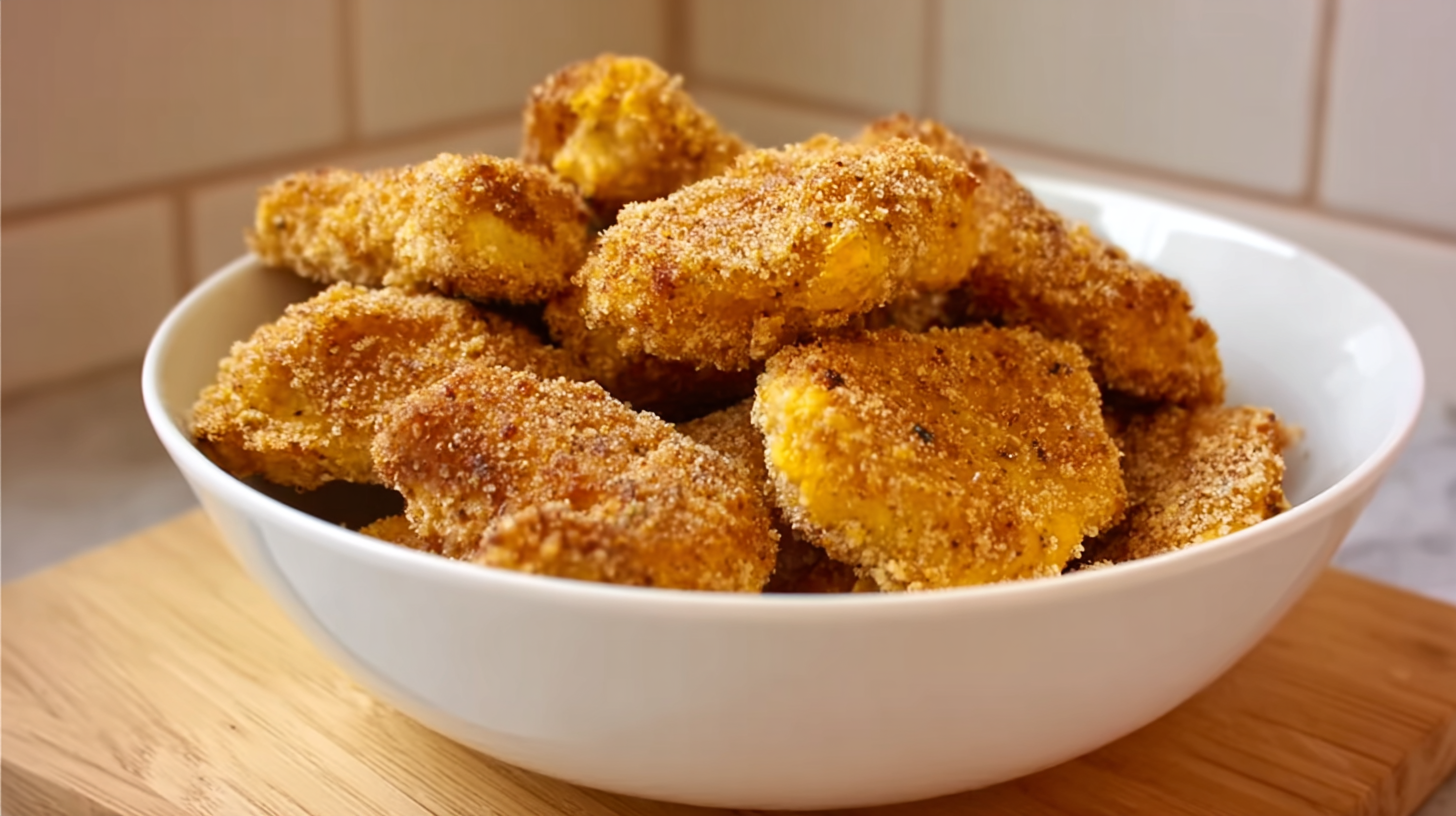 Nuggets sans gluten croustillants : recette rapide et facile maison 4 Nuggets sans gluten maison croustillants avec sauces