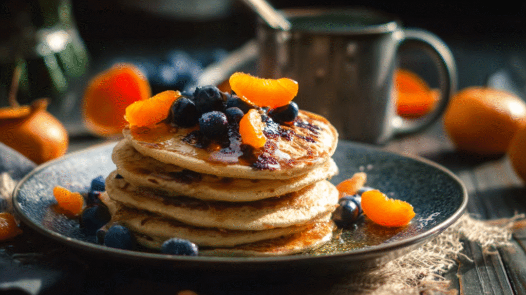 Pancake IG Bas : Recette Moelleuse, Rapide et 100 % Sans Gluten 7 Pancake IG bas servi avec fruits et graines