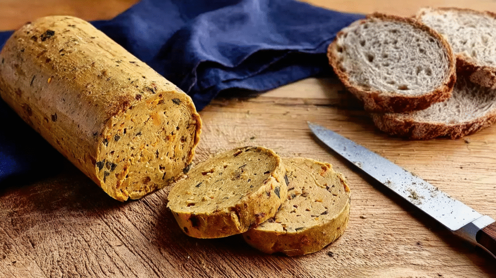 Seitan sans gluten : savoureuse alternative végétale à tester 7 Seitan sans gluten tranché avec légumes rôtis