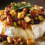 Brie au Four aux Pommes et à l’Érable : la recette sucrée-salée parfaite 5 Brie au four aux pommes et à l’érable servi sur planche rustique