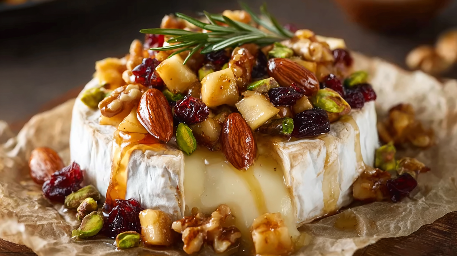 Brie au Four aux Pommes et à l’Érable : la recette sucrée-salée parfaite 4 Brie au four aux pommes et à l’érable servi sur planche rustique