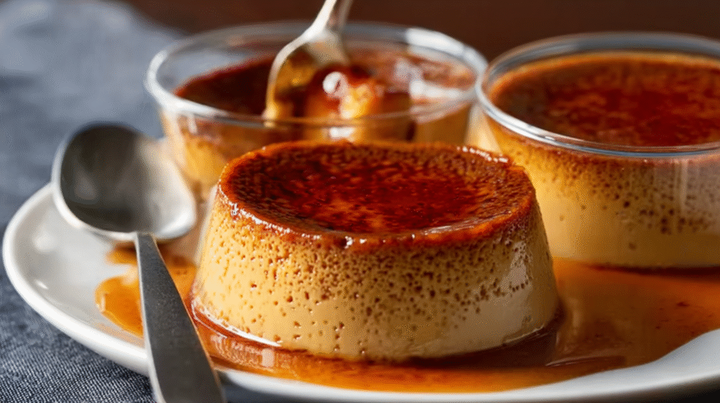 Flan aux Marrons : recette facile, sans gluten et ultra fondante 7 Flan aux marrons servi avec dessus caramélisé