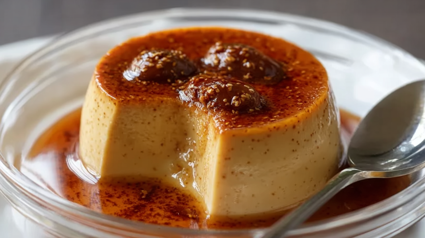 Flan aux Marrons : recette facile, sans gluten et ultra fondante 4 Flan aux marrons sans gluten en ramequin sur fond rustique