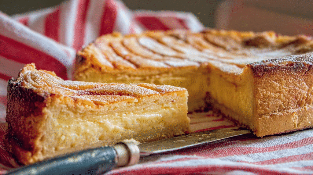 Gâteau basque sans gluten : recette facile, gourmande et réussie 7 Part de gâteau basque sans gluten servie à l’assiette