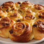 Gâteau chinois sans gluten maison doré avec crème et chocolat