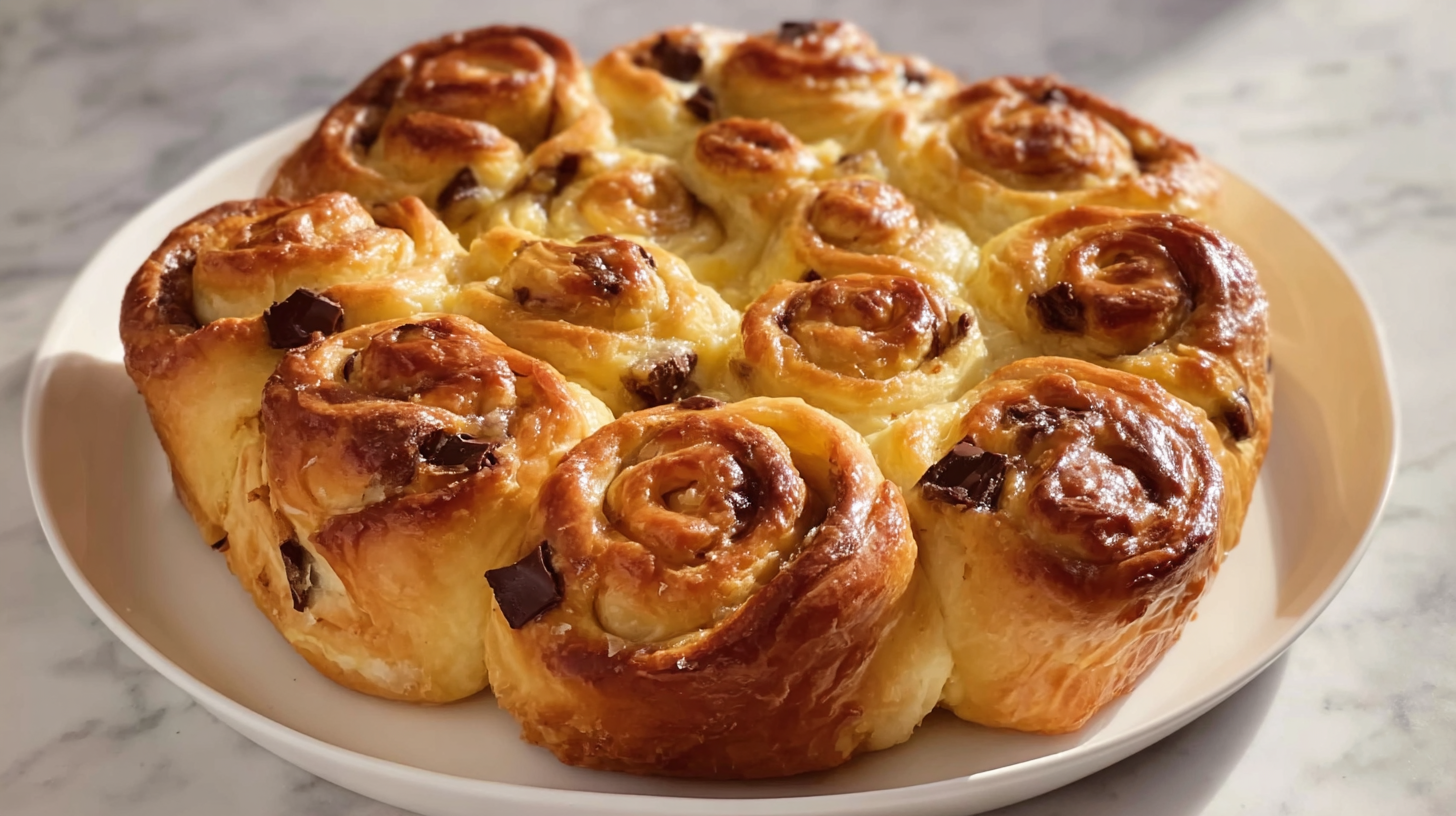 Gâteau chinois sans gluten maison doré avec crème et chocolat