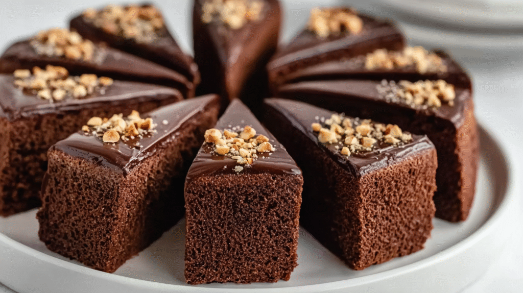 Part de gâteau Reine de Saba sans gluten servie élégamment
