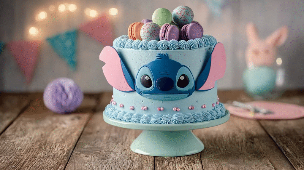 Gâteau Stitch sans gluten : une recette facile, joyeuse et bluffante 7 gâteau Stitch sans gluten servie à l’assiette