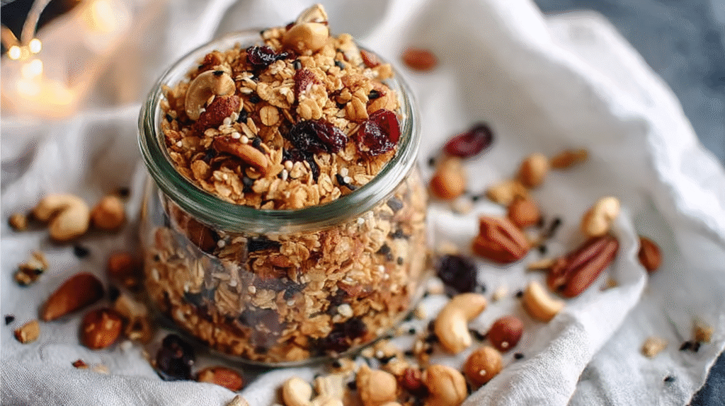 Granola sans gluten maison : recette facile, croustillante et saine 7 Bol de yaourt avec fruits frais et granola sans gluten