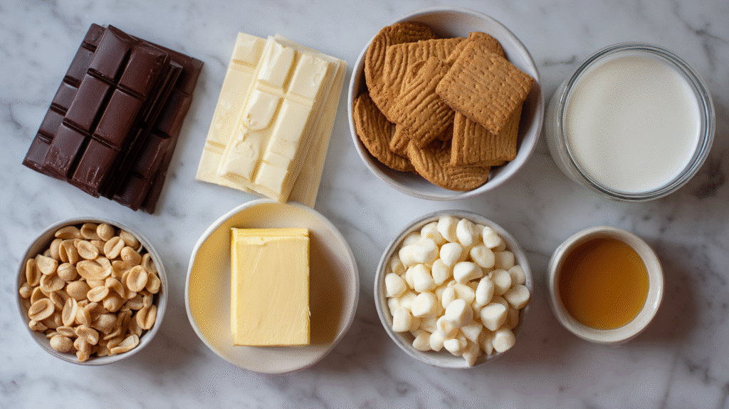 Carrés marbrés chocolat cacahuètes sans cuisson : irrésistibles et sans gluten 6 Ingrédients pour carrés marbrés chocolat cacahuètes sans cuisson