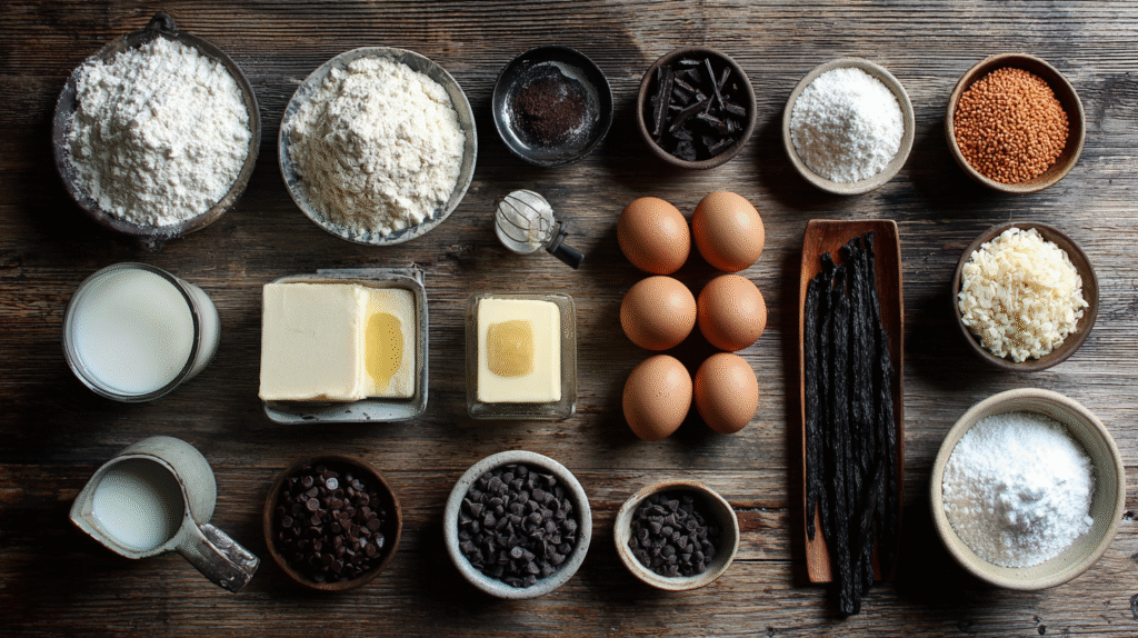 Ingrédients du gâteau chinois sans gluten en vue du dessus