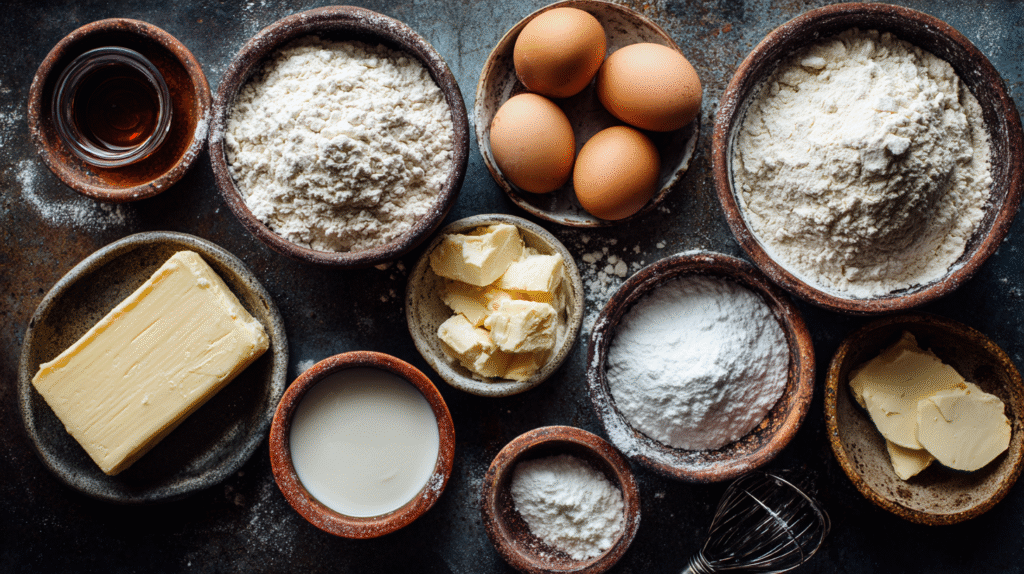 Manalas de Noël sans gluten : moelleux, festifs et faciles à faire 6 Ingrédients pour Manalas de Noël sans gluten sur planche en bois