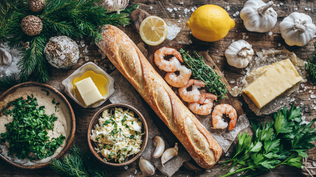 Pain à l’Ail Gratiné aux Crevettes – Recette Festive Sans Gluten 6 Ingrédients du pain à l’ail gratiné aux crevettes sans gluten